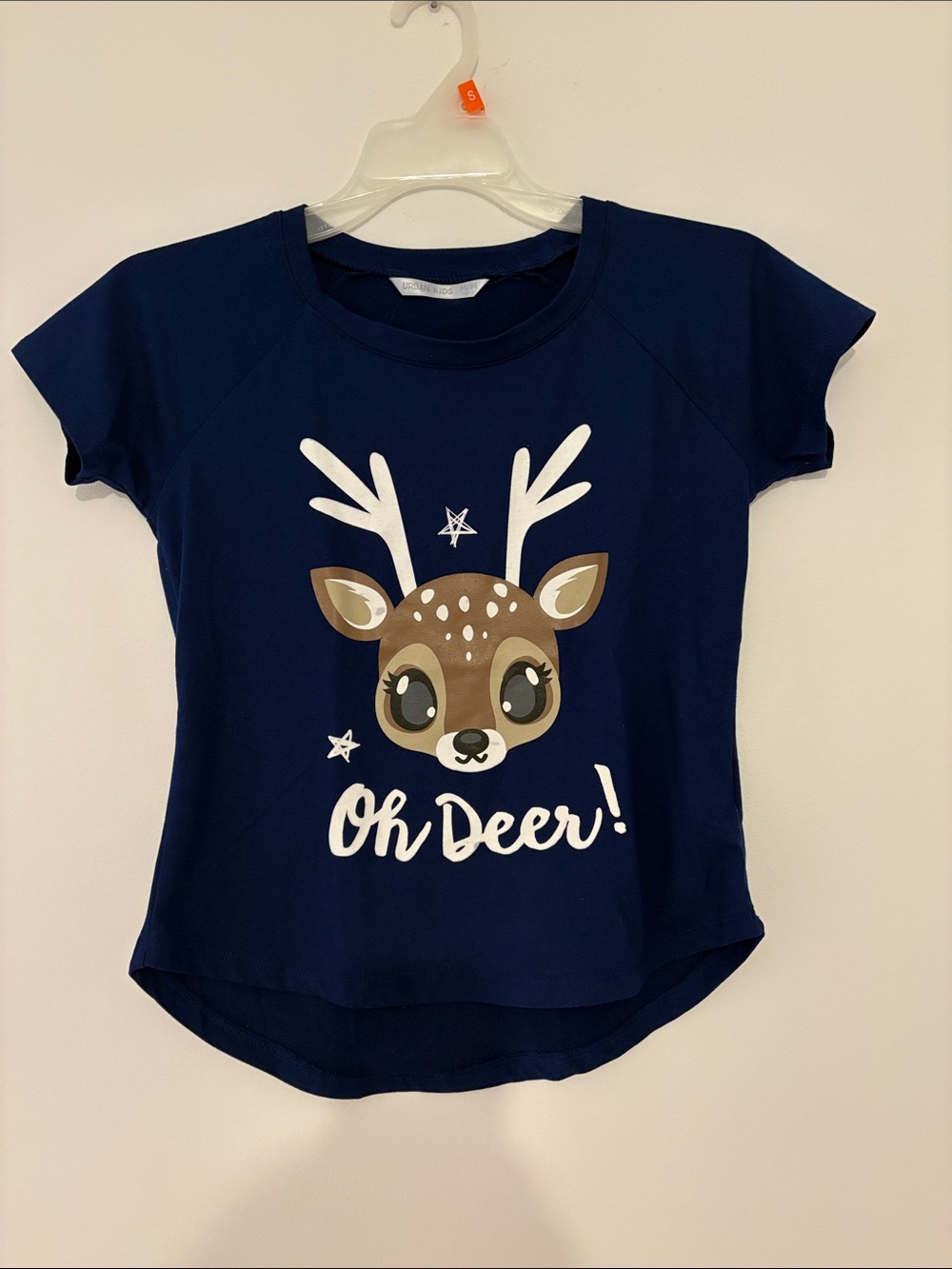 Urban Outfitters Navy Graphic 'Oh Deer!' Short Sleeve Tee